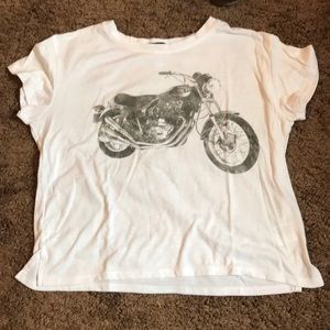 White vintage motorcycle crop tee. Size medium